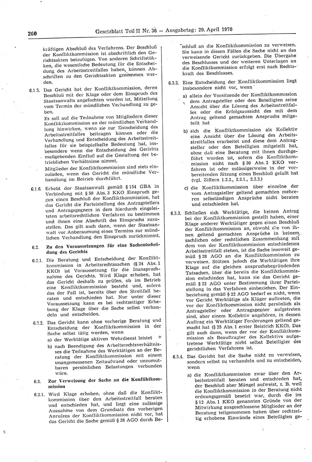 Gesetzblatt (GBl.) der Deutschen Demokratischen Republik (DDR) Teil ⅠⅠ 1970, Seite 260 (GBl. DDR ⅠⅠ 1970, S. 260)