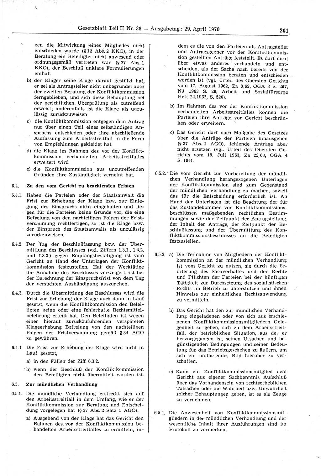 Gesetzblatt (GBl.) der Deutschen Demokratischen Republik (DDR) Teil ⅠⅠ 1970, Seite 261 (GBl. DDR ⅠⅠ 1970, S. 261)