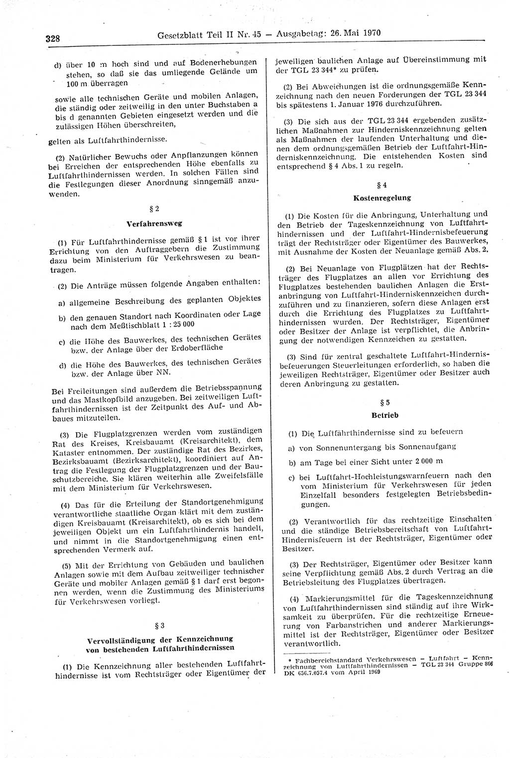 Gesetzblatt (GBl.) der Deutschen Demokratischen Republik (DDR) Teil ⅠⅠ 1970, Seite 328 (GBl. DDR ⅠⅠ 1970, S. 328)
