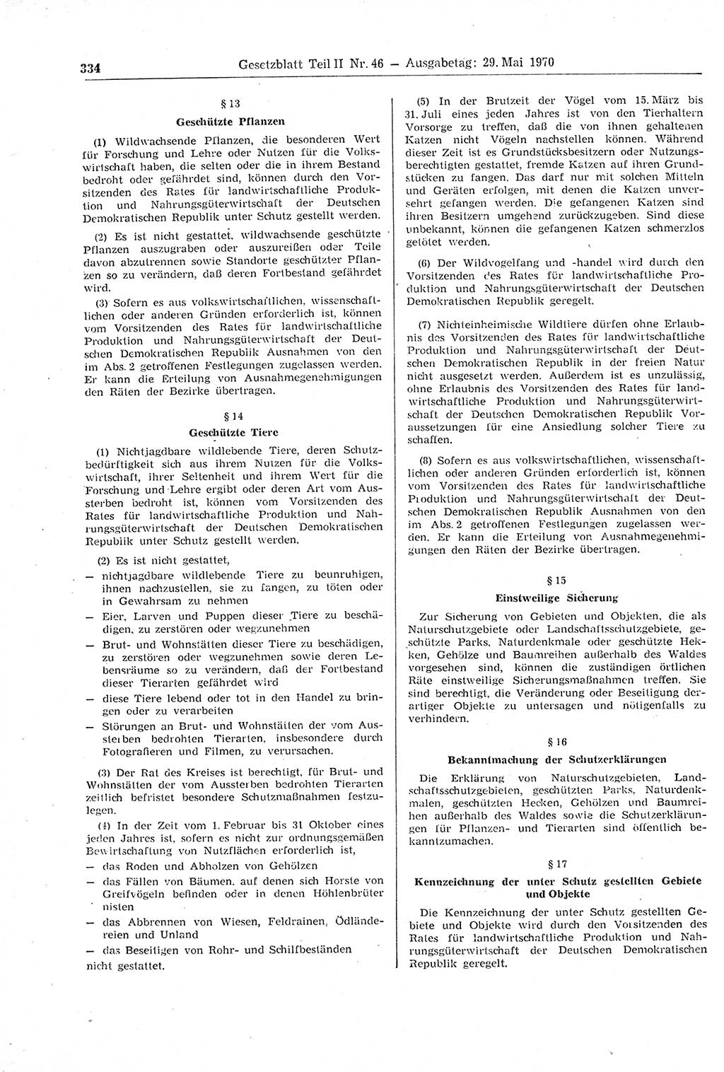 Gesetzblatt (GBl.) der Deutschen Demokratischen Republik (DDR) Teil ⅠⅠ 1970, Seite 334 (GBl. DDR ⅠⅠ 1970, S. 334)
