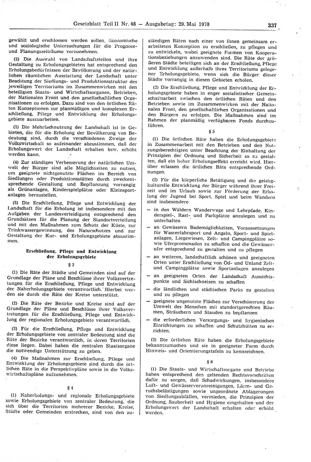 Gesetzblatt (GBl.) der Deutschen Demokratischen Republik (DDR) Teil ⅠⅠ 1970, Seite 337 (GBl. DDR ⅠⅠ 1970, S. 337)