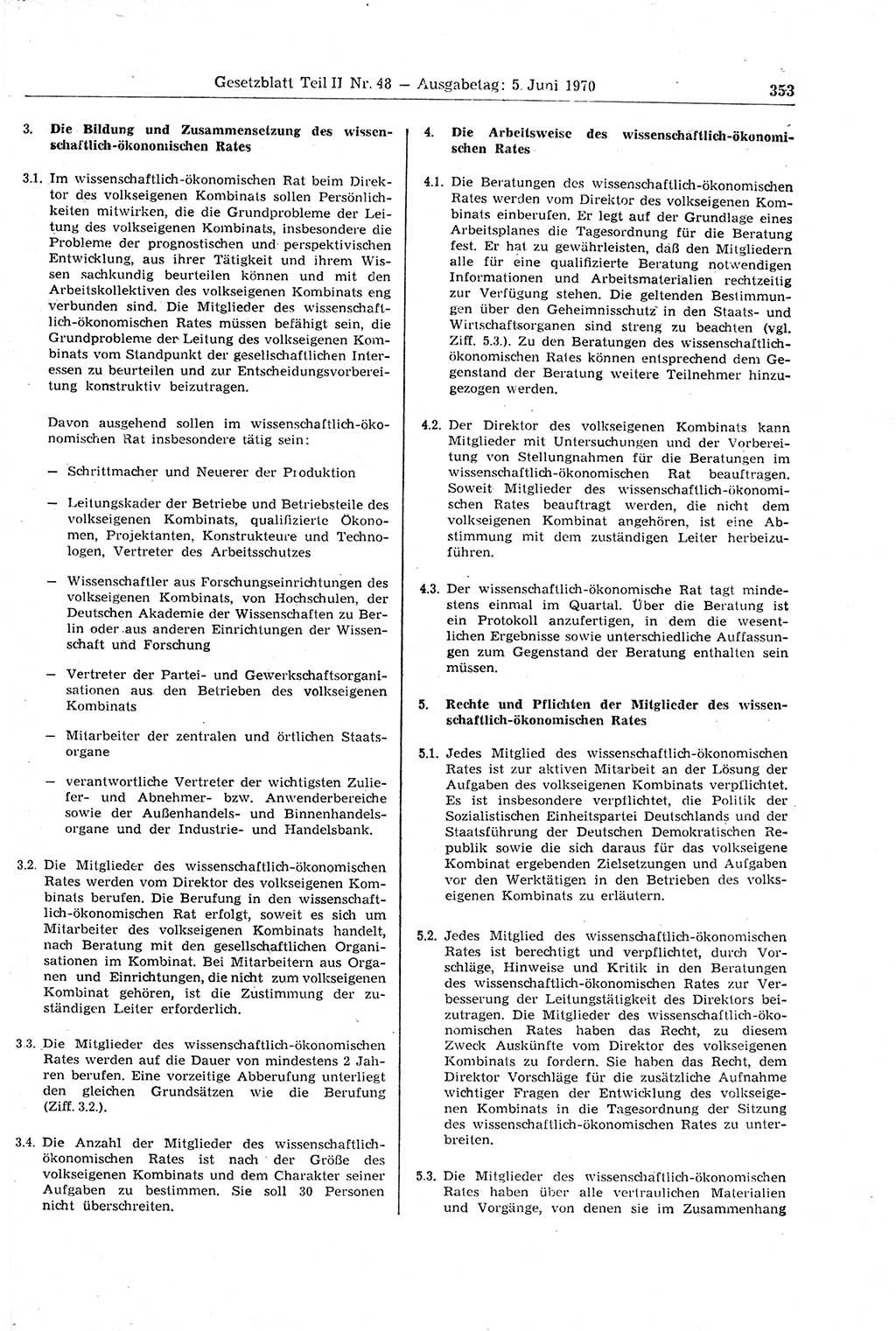 Gesetzblatt (GBl.) der Deutschen Demokratischen Republik (DDR) Teil ⅠⅠ 1970, Seite 353 (GBl. DDR ⅠⅠ 1970, S. 353)