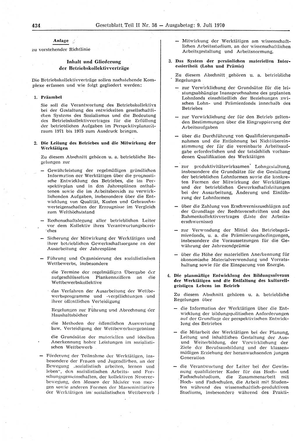 Gesetzblatt (GBl.) der Deutschen Demokratischen Republik (DDR) Teil ⅠⅠ 1970, Seite 434 (GBl. DDR ⅠⅠ 1970, S. 434)