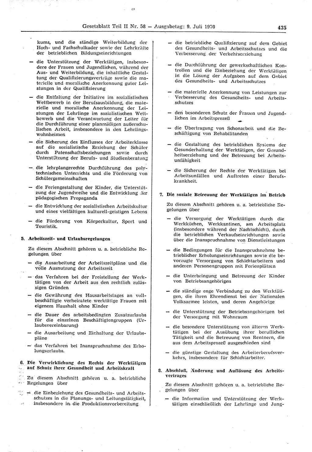 Gesetzblatt (GBl.) der Deutschen Demokratischen Republik (DDR) Teil ⅠⅠ 1970, Seite 435 (GBl. DDR ⅠⅠ 1970, S. 435)