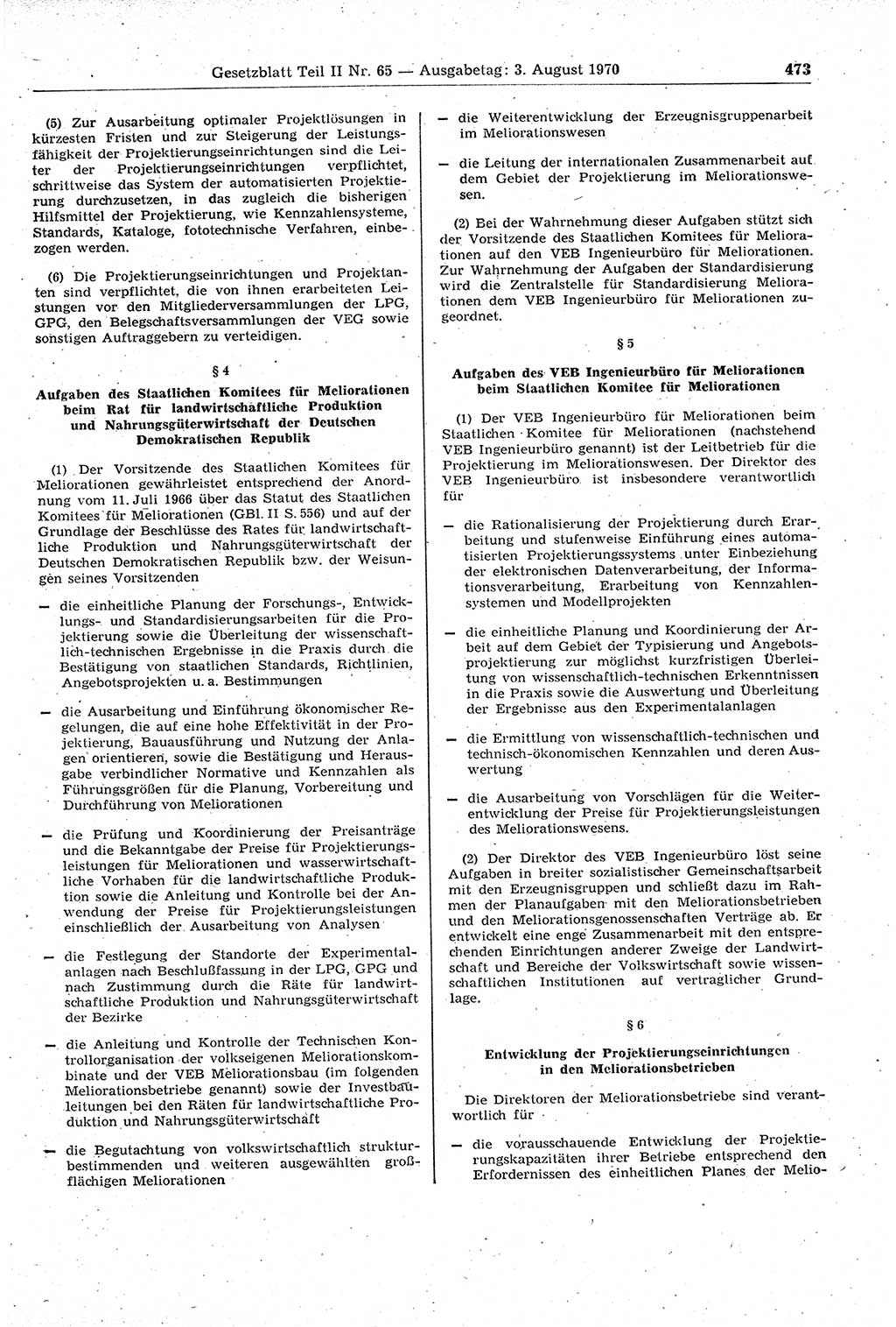 Gesetzblatt (GBl.) der Deutschen Demokratischen Republik (DDR) Teil ⅠⅠ 1970, Seite 473 (GBl. DDR ⅠⅠ 1970, S. 473)
