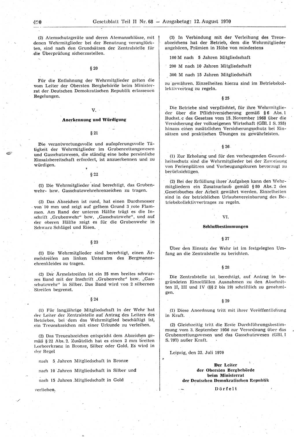 Gesetzblatt (GBl.) der Deutschen Demokratischen Republik (DDR) Teil ⅠⅠ 1970, Seite 490 (GBl. DDR ⅠⅠ 1970, S. 490)