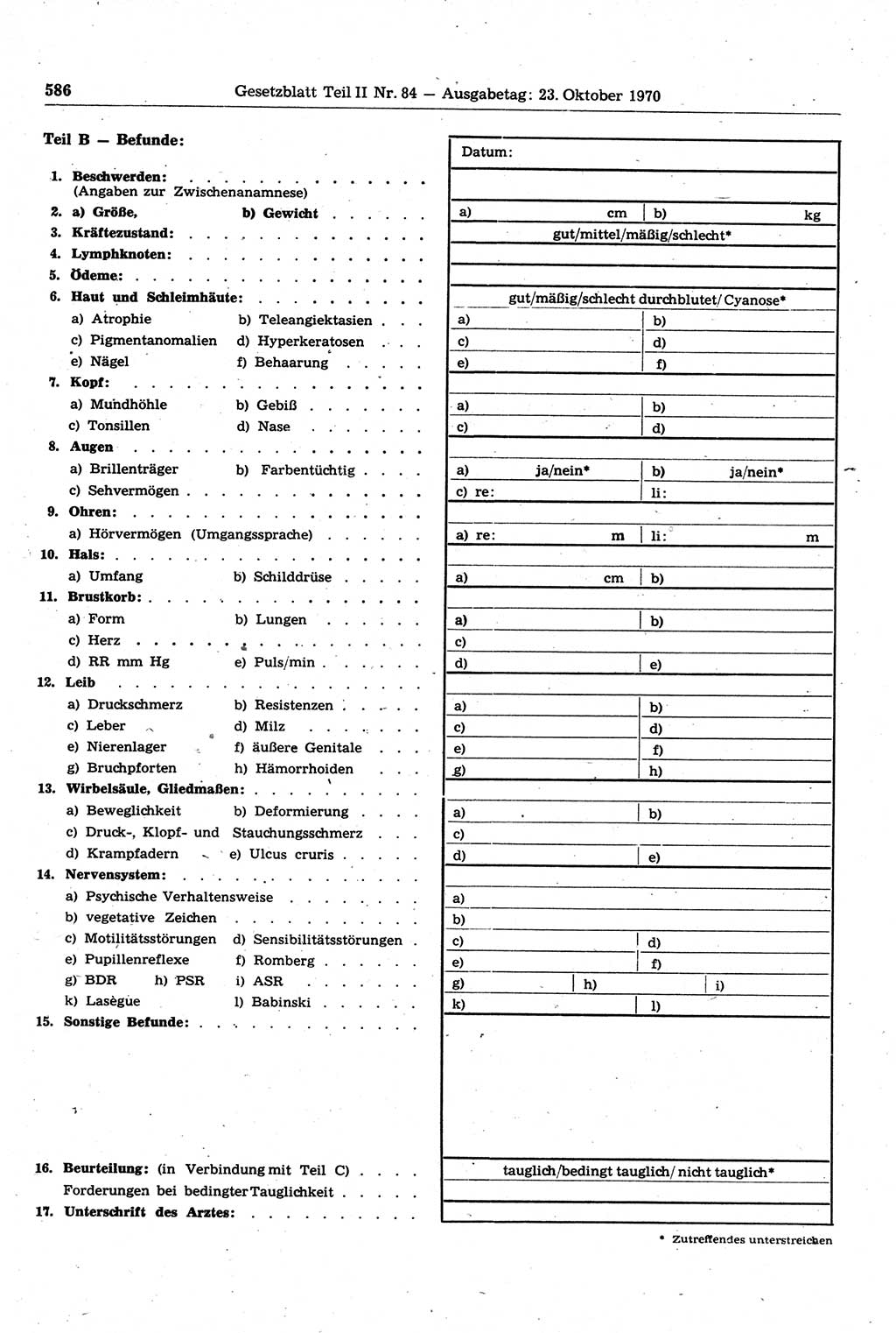 Gesetzblatt (GBl.) der Deutschen Demokratischen Republik (DDR) Teil ⅠⅠ 1970, Seite 586 (GBl. DDR ⅠⅠ 1970, S. 586)