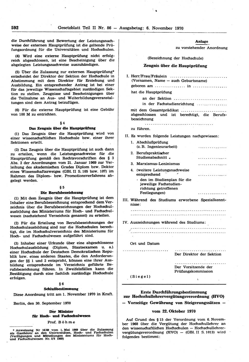 Gesetzblatt (GBl.) der Deutschen Demokratischen Republik (DDR) Teil ⅠⅠ 1970, Seite 592 (GBl. DDR ⅠⅠ 1970, S. 592)