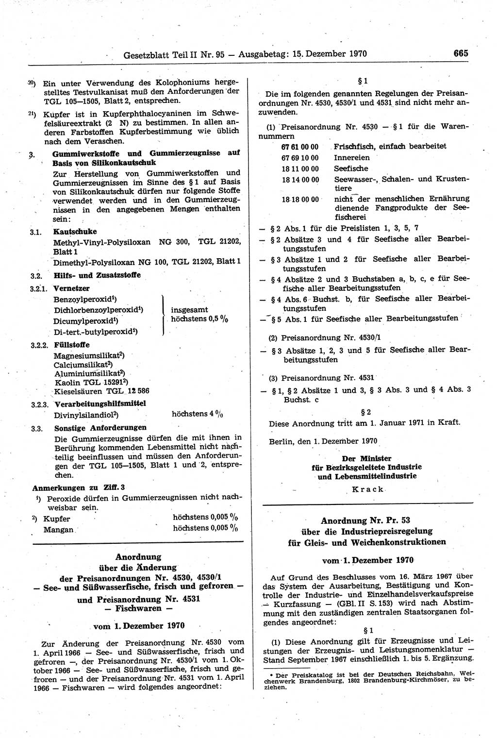 Gesetzblatt (GBl.) der Deutschen Demokratischen Republik (DDR) Teil ⅠⅠ 1970, Seite 665 (GBl. DDR ⅠⅠ 1970, S. 665)