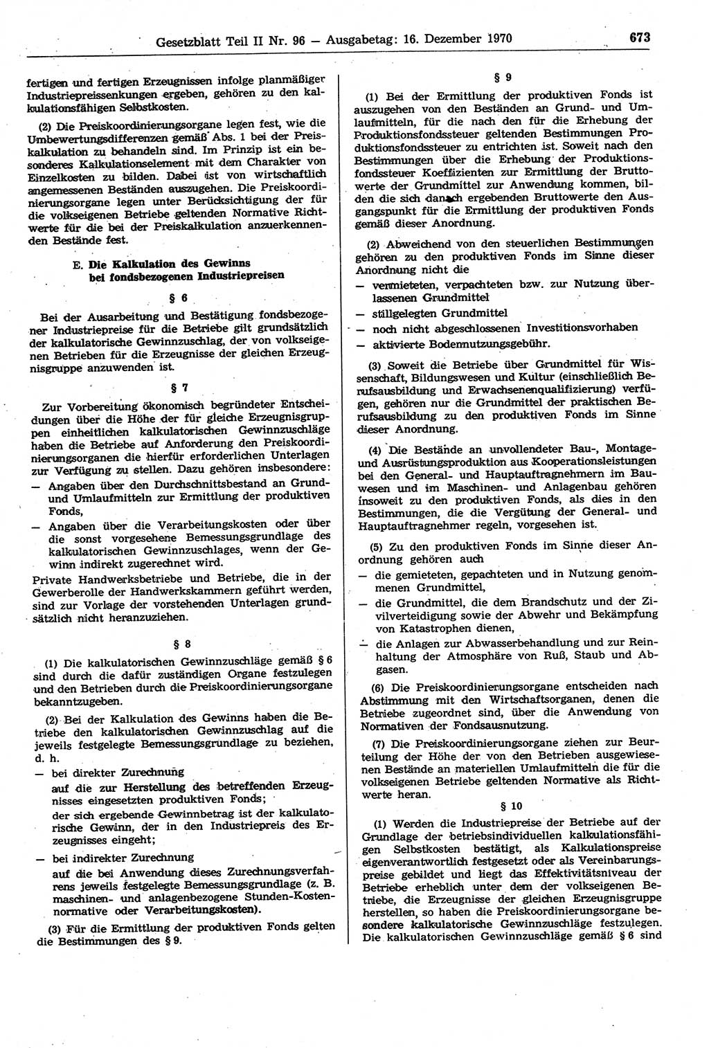Gesetzblatt (GBl.) der Deutschen Demokratischen Republik (DDR) Teil ⅠⅠ 1970, Seite 673 (GBl. DDR ⅠⅠ 1970, S. 673)