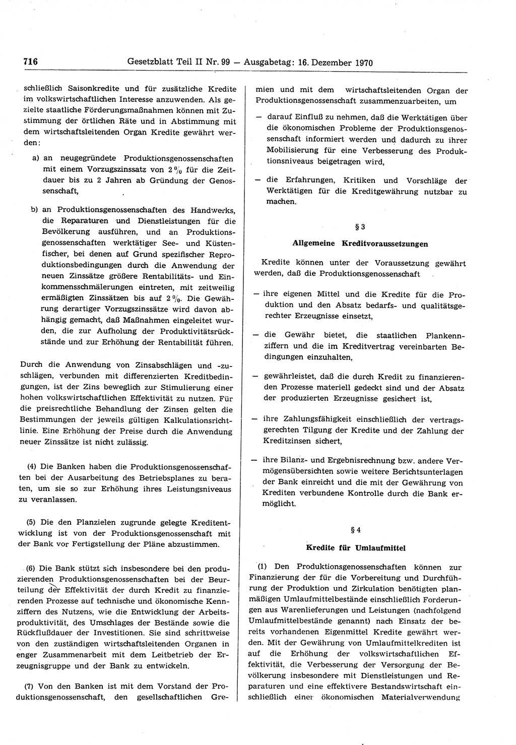 Gesetzblatt (GBl.) der Deutschen Demokratischen Republik (DDR) Teil ⅠⅠ 1970, Seite 716 (GBl. DDR ⅠⅠ 1970, S. 716)
