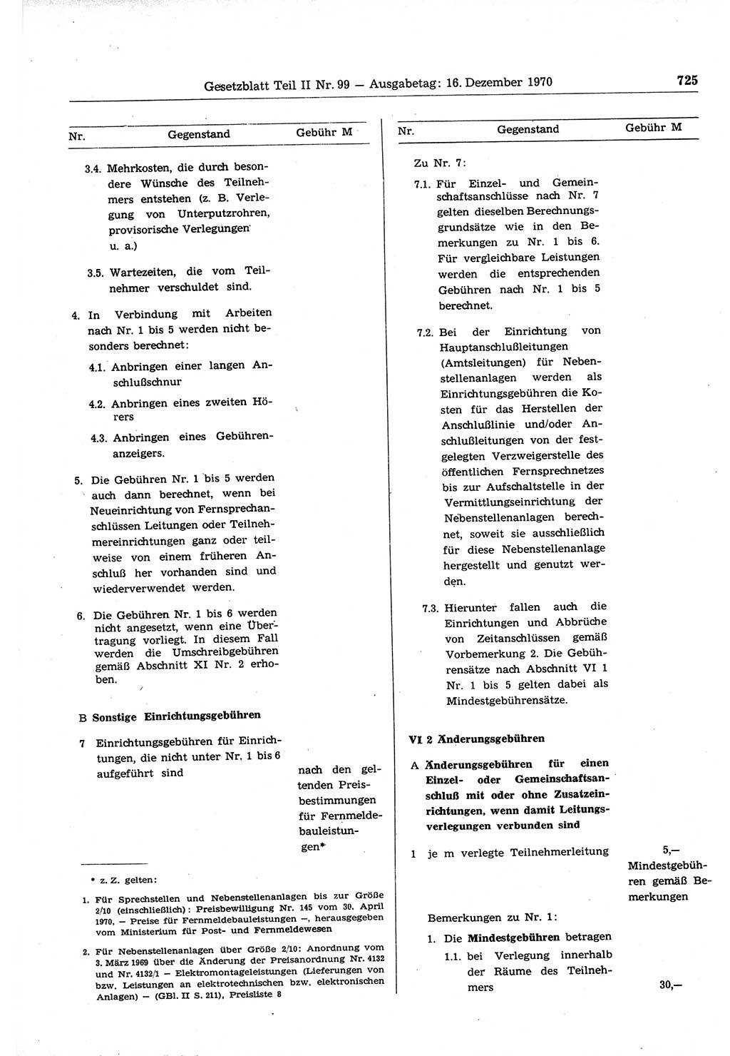 Gesetzblatt (GBl.) der Deutschen Demokratischen Republik (DDR) Teil ⅠⅠ 1970, Seite 725 (GBl. DDR ⅠⅠ 1970, S. 725)