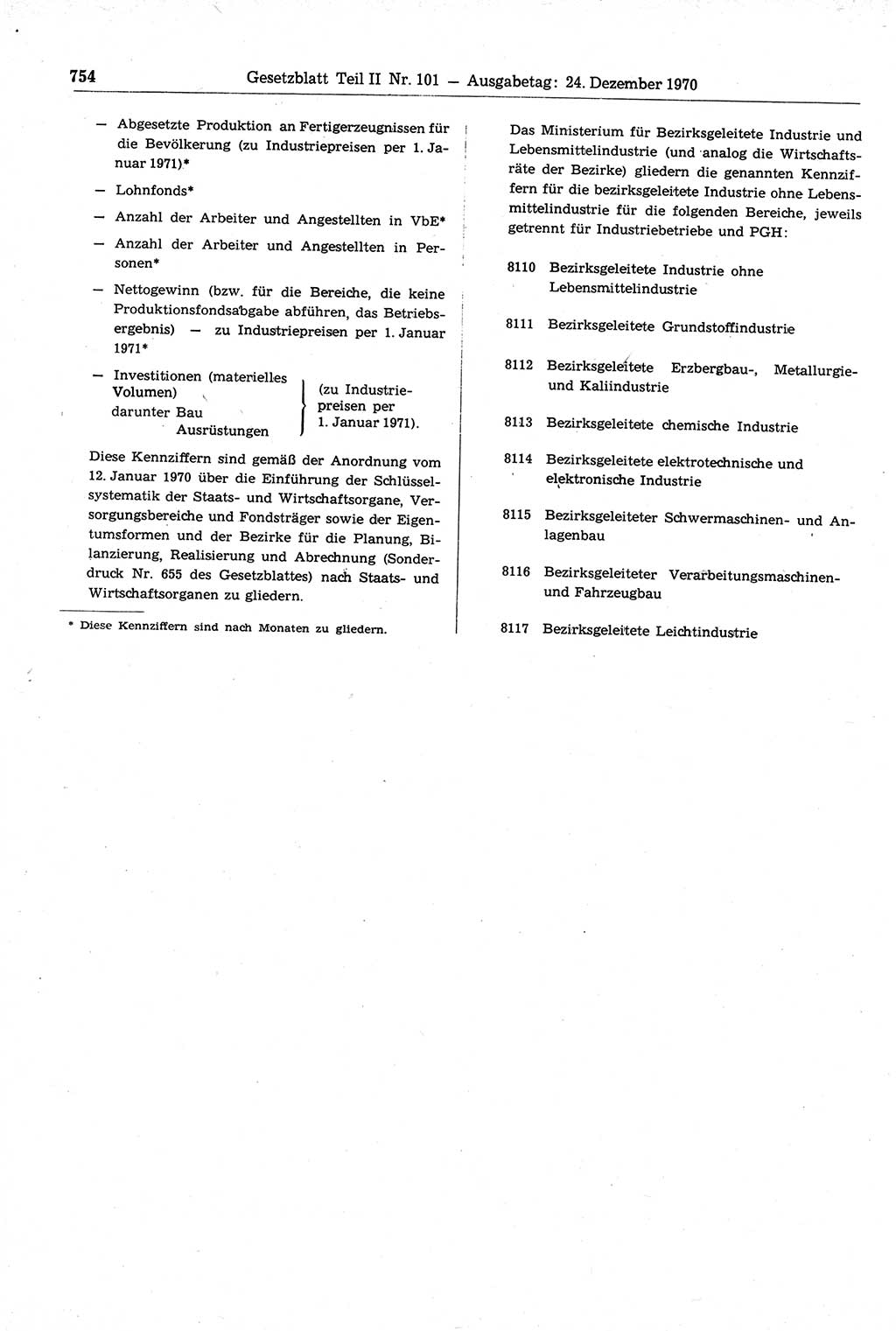 Gesetzblatt (GBl.) der Deutschen Demokratischen Republik (DDR) Teil ⅠⅠ 1970, Seite 754 (GBl. DDR ⅠⅠ 1970, S. 754)