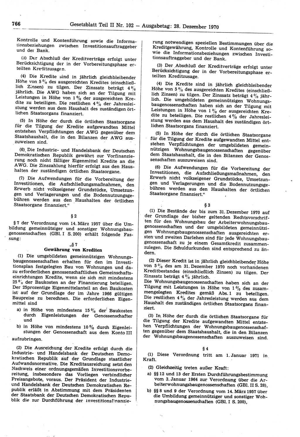 Gesetzblatt (GBl.) der Deutschen Demokratischen Republik (DDR) Teil ⅠⅠ 1970, Seite 766 (GBl. DDR ⅠⅠ 1970, S. 766)