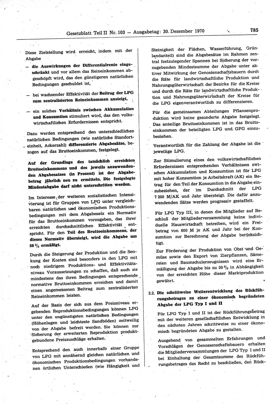 Gesetzblatt (GBl.) der Deutschen Demokratischen Republik (DDR) Teil ⅠⅠ 1970, Seite 785 (GBl. DDR ⅠⅠ 1970, S. 785)