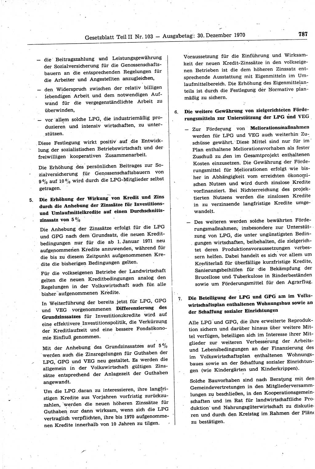 Gesetzblatt (GBl.) der Deutschen Demokratischen Republik (DDR) Teil ⅠⅠ 1970, Seite 787 (GBl. DDR ⅠⅠ 1970, S. 787)