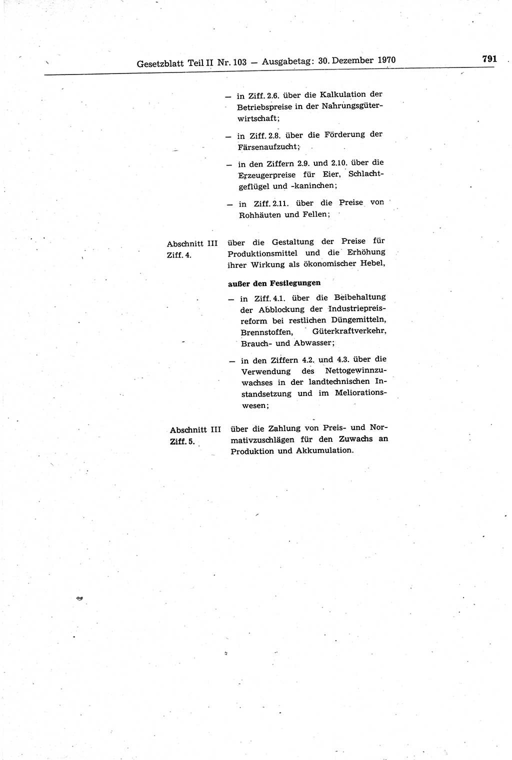 Gesetzblatt (GBl.) der Deutschen Demokratischen Republik (DDR) Teil ⅠⅠ 1970, Seite 791 (GBl. DDR ⅠⅠ 1970, S. 791)