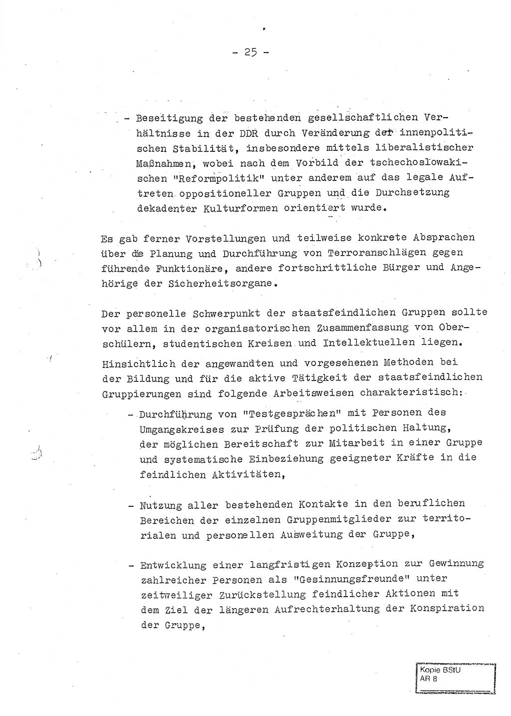 Jahresbericht der Hauptabteilung (HA) Ⅸ 1970, Ministerium für Staatssicherheit (MfS) der Deutschen Demokratischen Republik (DDR), Berlin 1971, Seite 25 (J.-Ber. MfS DDR HA Ⅸ /70 1971, S. 25)