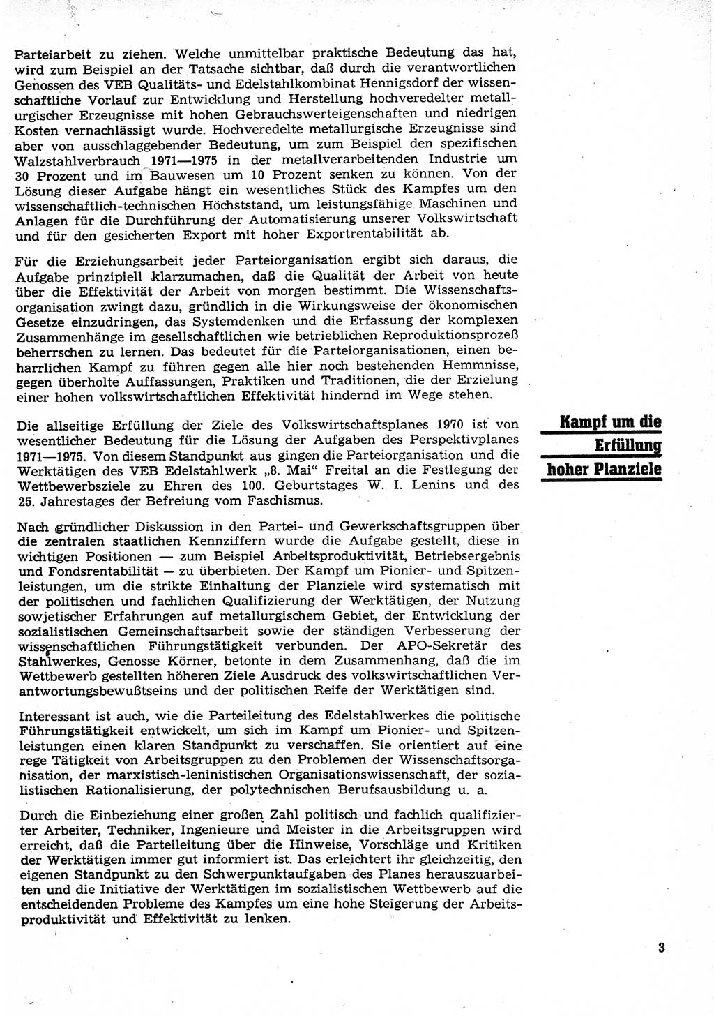 Neuer Weg (NW), Organ des Zentralkomitees (ZK) der SED (Sozialistische Einheitspartei Deutschlands) für Fragen des Parteilebens, 25. Jahrgang [Deutsche Demokratische Republik (DDR)] 1970, Seite 3 (NW ZK SED DDR 1970, S. 3)