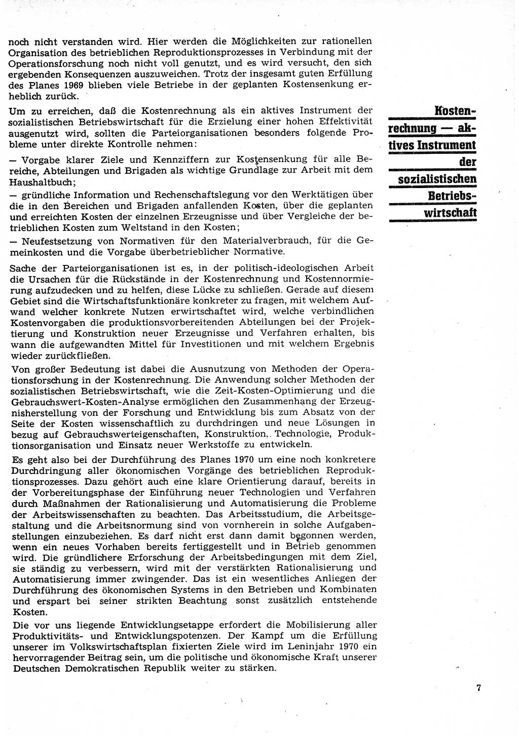Neuer Weg (NW), Organ des Zentralkomitees (ZK) der SED (Sozialistische Einheitspartei Deutschlands) für Fragen des Parteilebens, 25. Jahrgang [Deutsche Demokratische Republik (DDR)] 1970, Seite 7 (NW ZK SED DDR 1970, S. 7)