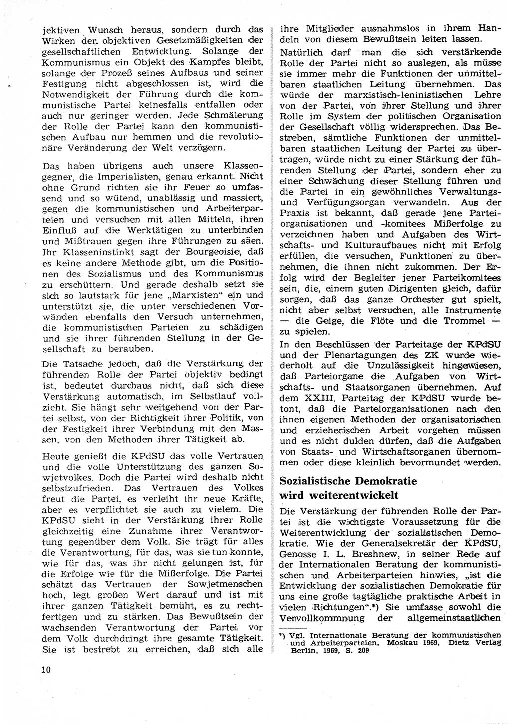 Neuer Weg (NW), Organ des Zentralkomitees (ZK) der SED (Sozialistische Einheitspartei Deutschlands) für Fragen des Parteilebens, 25. Jahrgang [Deutsche Demokratische Republik (DDR)] 1970, Seite 10 (NW ZK SED DDR 1970, S. 10)