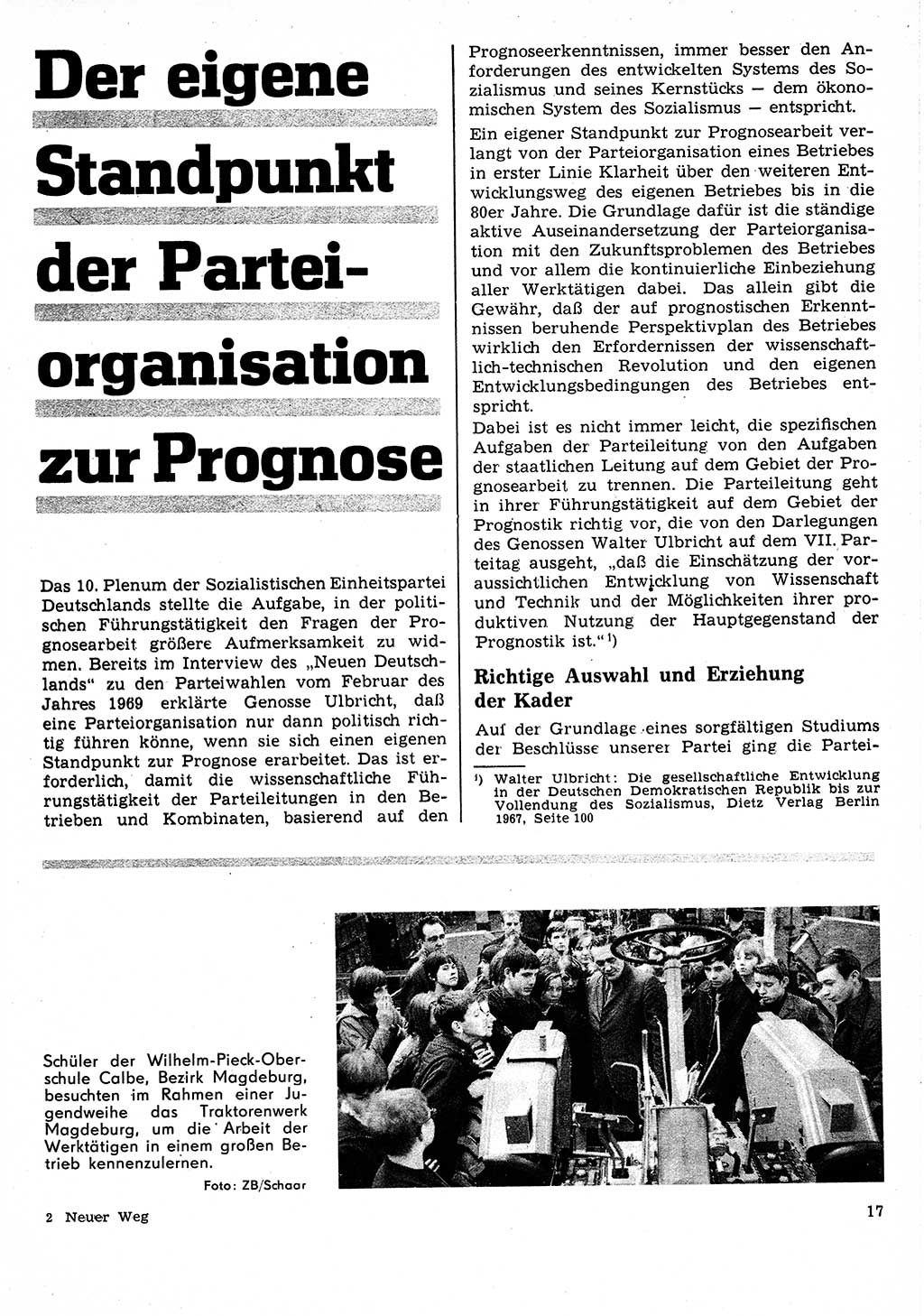 Neuer Weg (NW), Organ des Zentralkomitees (ZK) der SED (Sozialistische Einheitspartei Deutschlands) für Fragen des Parteilebens, 25. Jahrgang [Deutsche Demokratische Republik (DDR)] 1970, Seite 17 (NW ZK SED DDR 1970, S. 17)