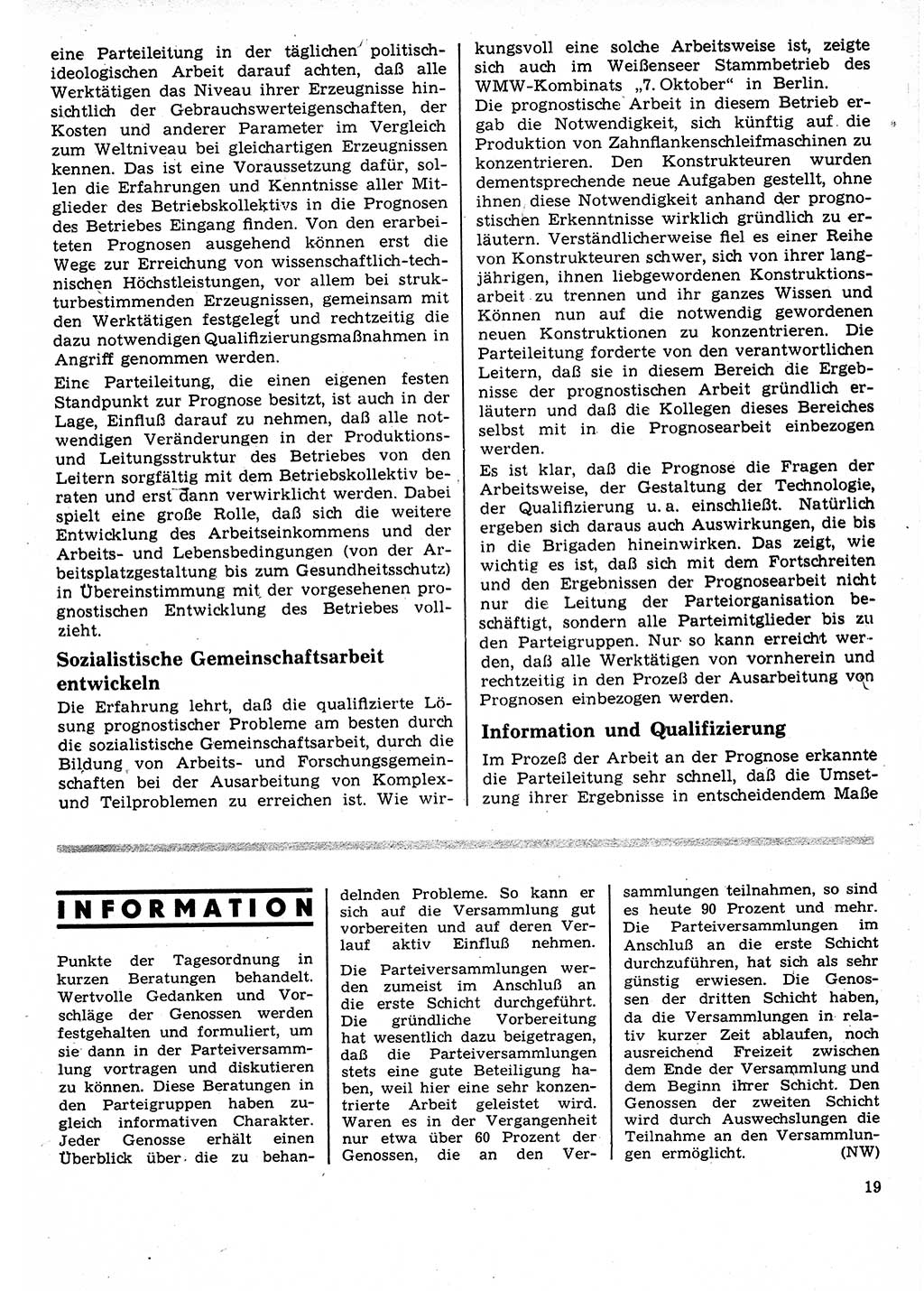 Neuer Weg (NW), Organ des Zentralkomitees (ZK) der SED (Sozialistische Einheitspartei Deutschlands) für Fragen des Parteilebens, 25. Jahrgang [Deutsche Demokratische Republik (DDR)] 1970, Seite 19 (NW ZK SED DDR 1970, S. 19)