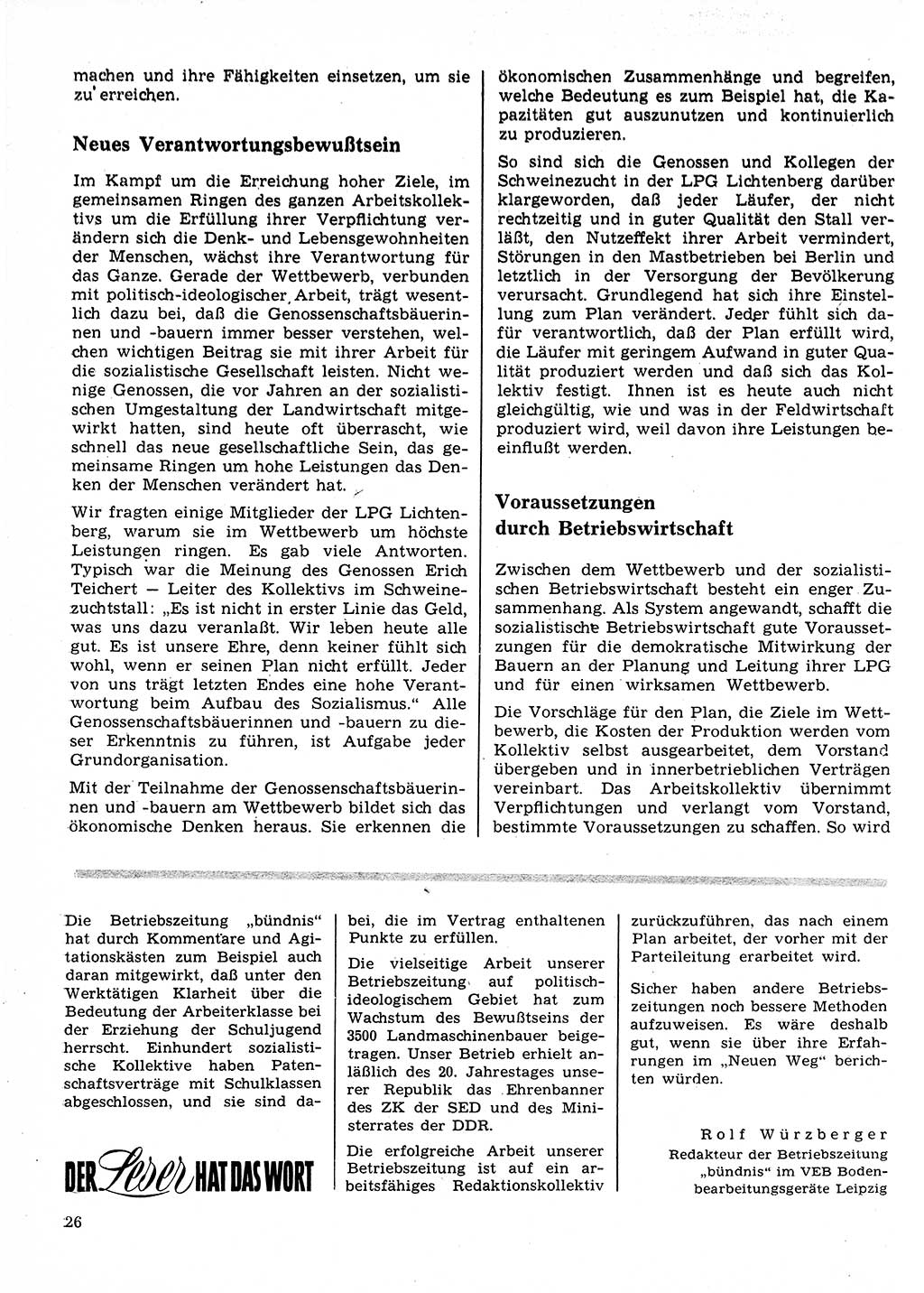 Neuer Weg (NW), Organ des Zentralkomitees (ZK) der SED (Sozialistische Einheitspartei Deutschlands) für Fragen des Parteilebens, 25. Jahrgang [Deutsche Demokratische Republik (DDR)] 1970, Seite 26 (NW ZK SED DDR 1970, S. 26)