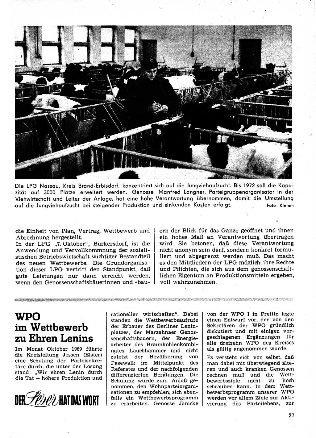 Neuer Weg (NW), Organ des Zentralkomitees (ZK) der SED (Sozialistische Einheitspartei Deutschlands) für Fragen des Parteilebens, 25. Jahrgang [Deutsche Demokratische Republik (DDR)] 1970, Seite 27 (NW ZK SED DDR 1970, S. 27)