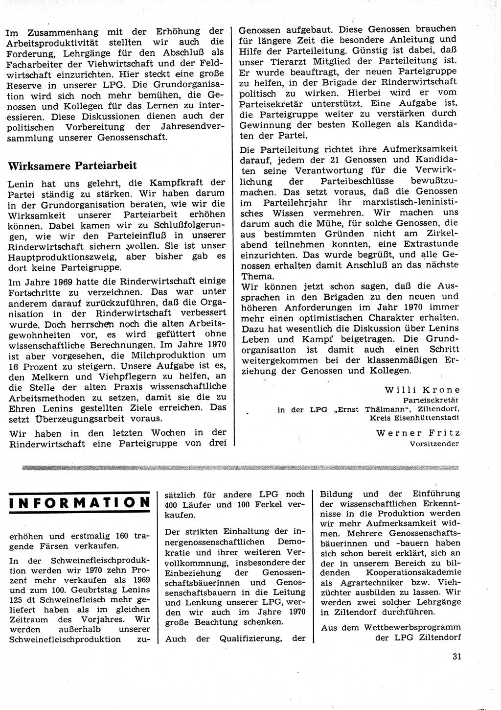 Neuer Weg (NW), Organ des Zentralkomitees (ZK) der SED (Sozialistische Einheitspartei Deutschlands) für Fragen des Parteilebens, 25. Jahrgang [Deutsche Demokratische Republik (DDR)] 1970, Seite 31 (NW ZK SED DDR 1970, S. 31)