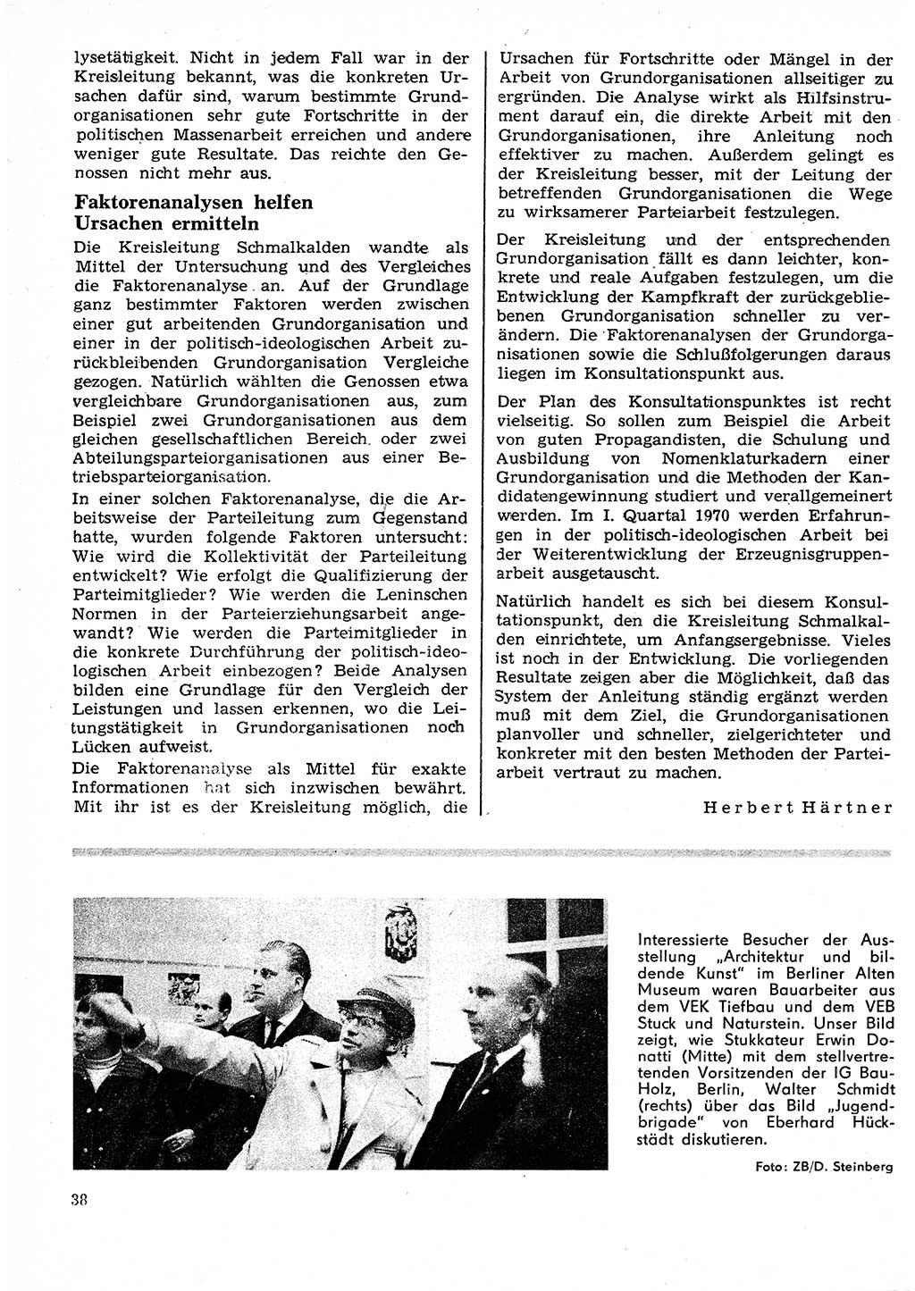 Neuer Weg (NW), Organ des Zentralkomitees (ZK) der SED (Sozialistische Einheitspartei Deutschlands) für Fragen des Parteilebens, 25. Jahrgang [Deutsche Demokratische Republik (DDR)] 1970, Seite 38 (NW ZK SED DDR 1970, S. 38)