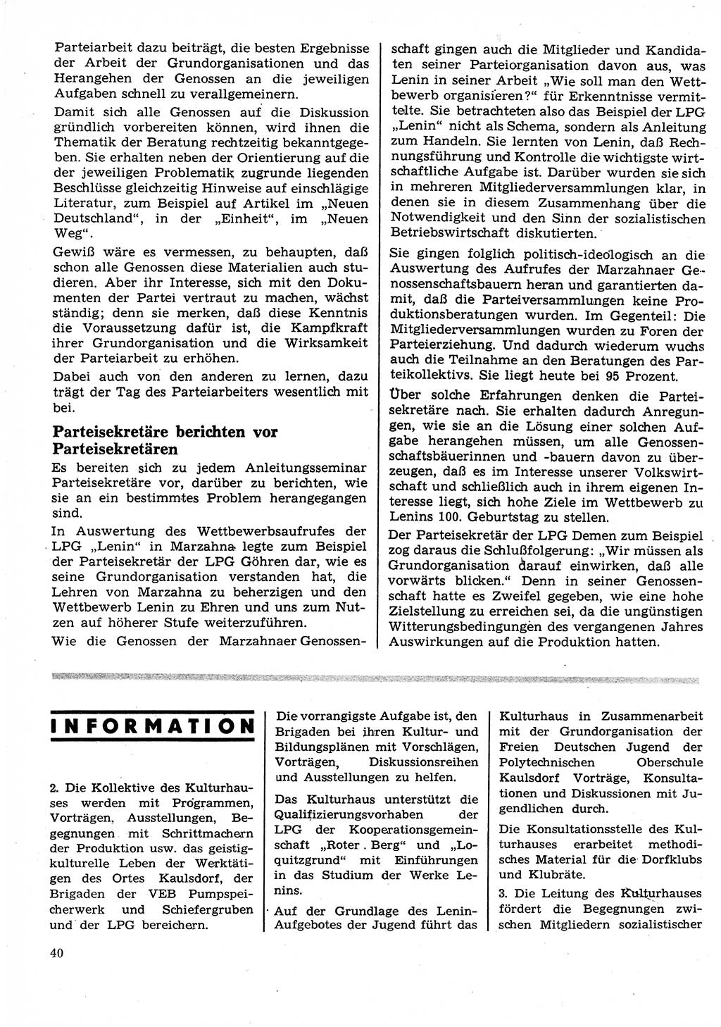 Neuer Weg (NW), Organ des Zentralkomitees (ZK) der SED (Sozialistische Einheitspartei Deutschlands) für Fragen des Parteilebens, 25. Jahrgang [Deutsche Demokratische Republik (DDR)] 1970, Seite 40 (NW ZK SED DDR 1970, S. 40)