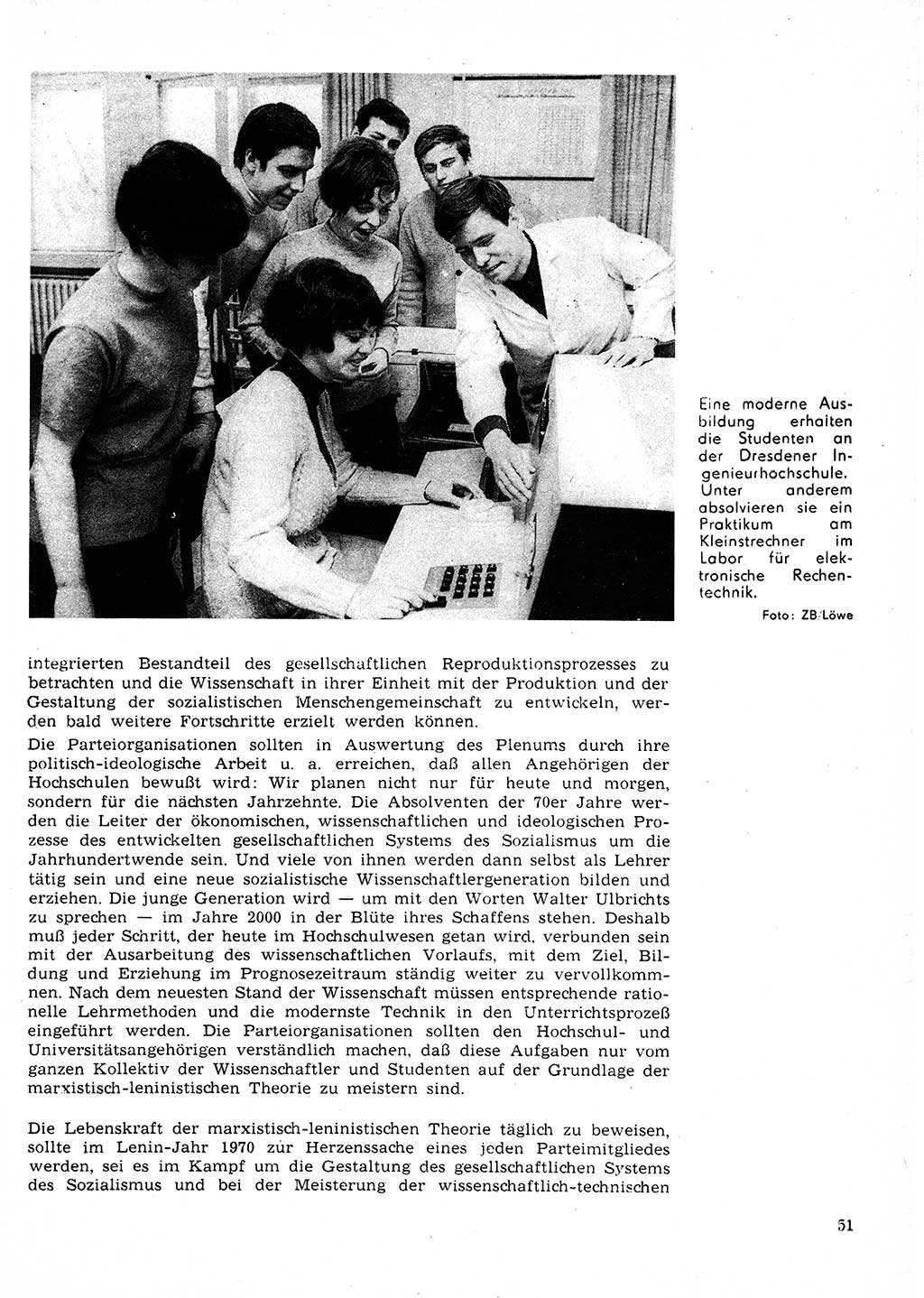 Neuer Weg (NW), Organ des Zentralkomitees (ZK) der SED (Sozialistische Einheitspartei Deutschlands) für Fragen des Parteilebens, 25. Jahrgang [Deutsche Demokratische Republik (DDR)] 1970, Seite 51 (NW ZK SED DDR 1970, S. 51)