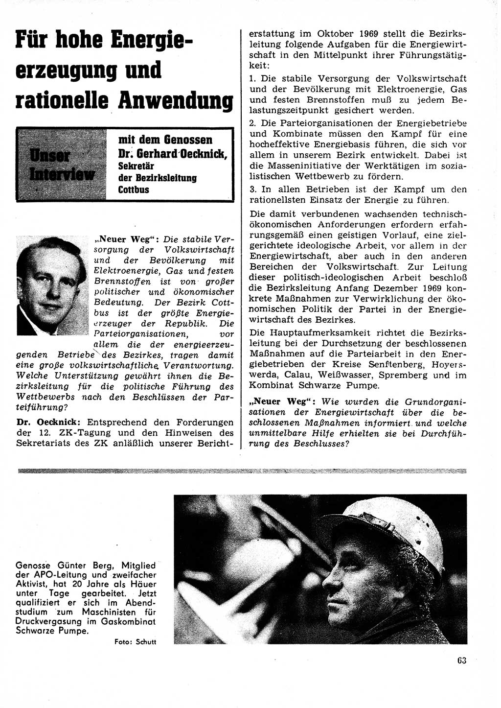 Neuer Weg (NW), Organ des Zentralkomitees (ZK) der SED (Sozialistische Einheitspartei Deutschlands) für Fragen des Parteilebens, 25. Jahrgang [Deutsche Demokratische Republik (DDR)] 1970, Seite 63 (NW ZK SED DDR 1970, S. 63)