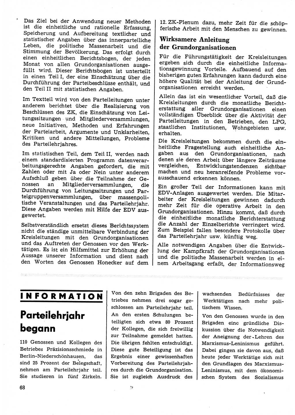 Neuer Weg (NW), Organ des Zentralkomitees (ZK) der SED (Sozialistische Einheitspartei Deutschlands) für Fragen des Parteilebens, 25. Jahrgang [Deutsche Demokratische Republik (DDR)] 1970, Seite 68 (NW ZK SED DDR 1970, S. 68)