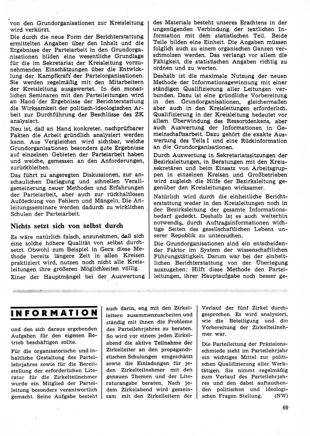 Neuer Weg (NW), Organ des Zentralkomitees (ZK) der SED (Sozialistische Einheitspartei Deutschlands) für Fragen des Parteilebens, 25. Jahrgang [Deutsche Demokratische Republik (DDR)] 1970, Seite 69 (NW ZK SED DDR 1970, S. 69)