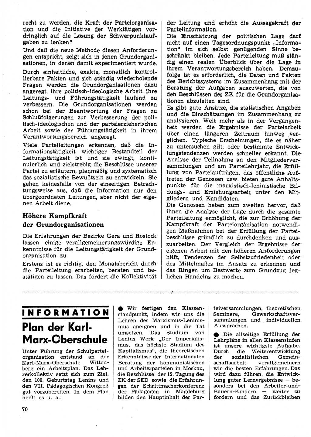 Neuer Weg (NW), Organ des Zentralkomitees (ZK) der SED (Sozialistische Einheitspartei Deutschlands) für Fragen des Parteilebens, 25. Jahrgang [Deutsche Demokratische Republik (DDR)] 1970, Seite 70 (NW ZK SED DDR 1970, S. 70)