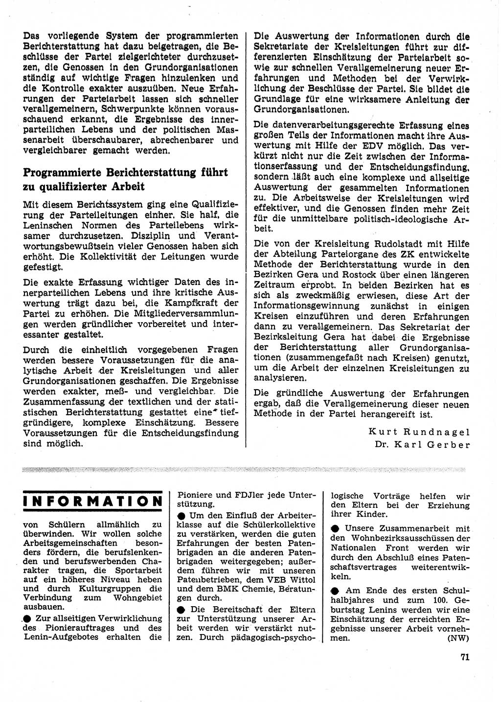 Neuer Weg (NW), Organ des Zentralkomitees (ZK) der SED (Sozialistische Einheitspartei Deutschlands) für Fragen des Parteilebens, 25. Jahrgang [Deutsche Demokratische Republik (DDR)] 1970, Seite 71 (NW ZK SED DDR 1970, S. 71)