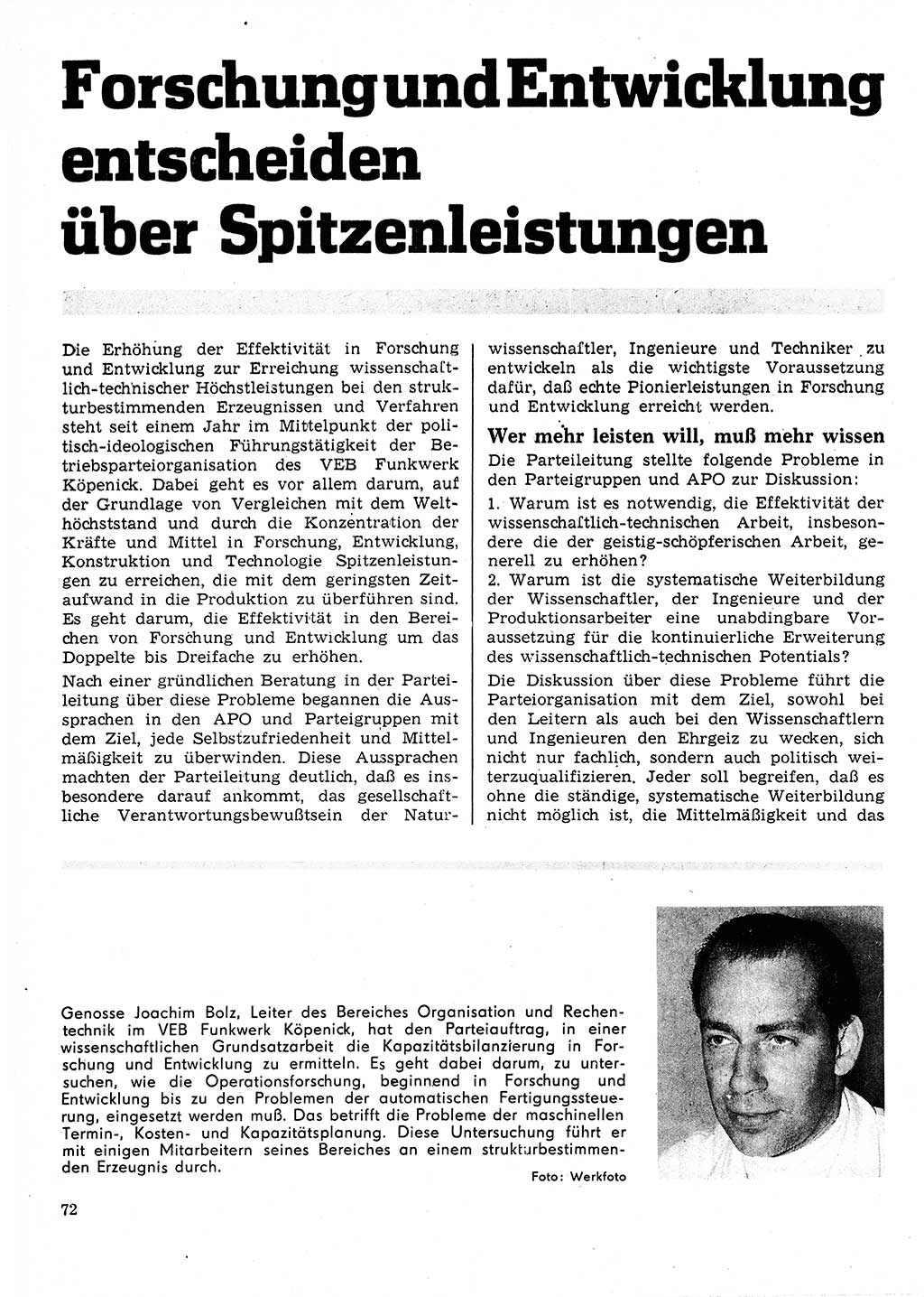 Neuer Weg (NW), Organ des Zentralkomitees (ZK) der SED (Sozialistische Einheitspartei Deutschlands) für Fragen des Parteilebens, 25. Jahrgang [Deutsche Demokratische Republik (DDR)] 1970, Seite 72 (NW ZK SED DDR 1970, S. 72)