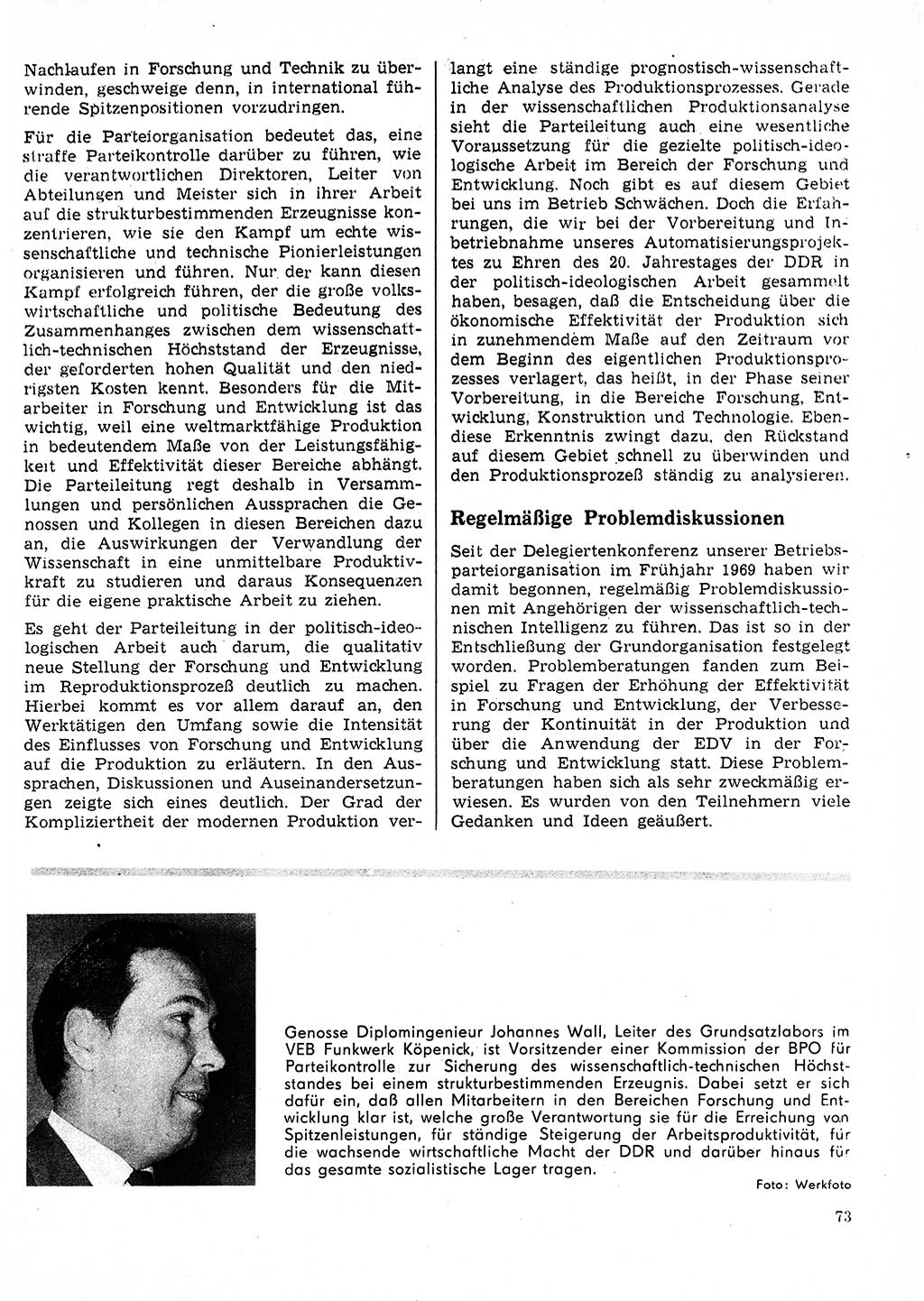 Neuer Weg (NW), Organ des Zentralkomitees (ZK) der SED (Sozialistische Einheitspartei Deutschlands) für Fragen des Parteilebens, 25. Jahrgang [Deutsche Demokratische Republik (DDR)] 1970, Seite 73 (NW ZK SED DDR 1970, S. 73)