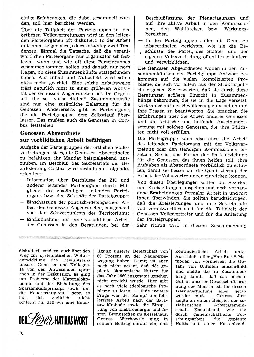 Neuer Weg (NW), Organ des Zentralkomitees (ZK) der SED (Sozialistische Einheitspartei Deutschlands) für Fragen des Parteilebens, 25. Jahrgang [Deutsche Demokratische Republik (DDR)] 1970, Seite 76 (NW ZK SED DDR 1970, S. 76)