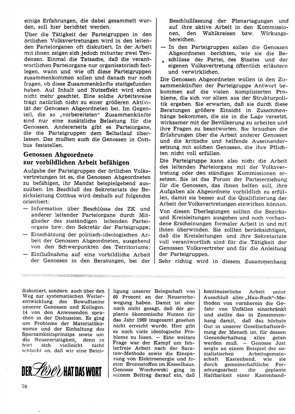 Neuer Weg (NW), Organ des Zentralkomitees (ZK) der SED (Sozialistische Einheitspartei Deutschlands) für Fragen des Parteilebens, 25. Jahrgang [Deutsche Demokratische Republik (DDR)] 1970, Seite 76 (NW ZK SED DDR 1970, S. 76)