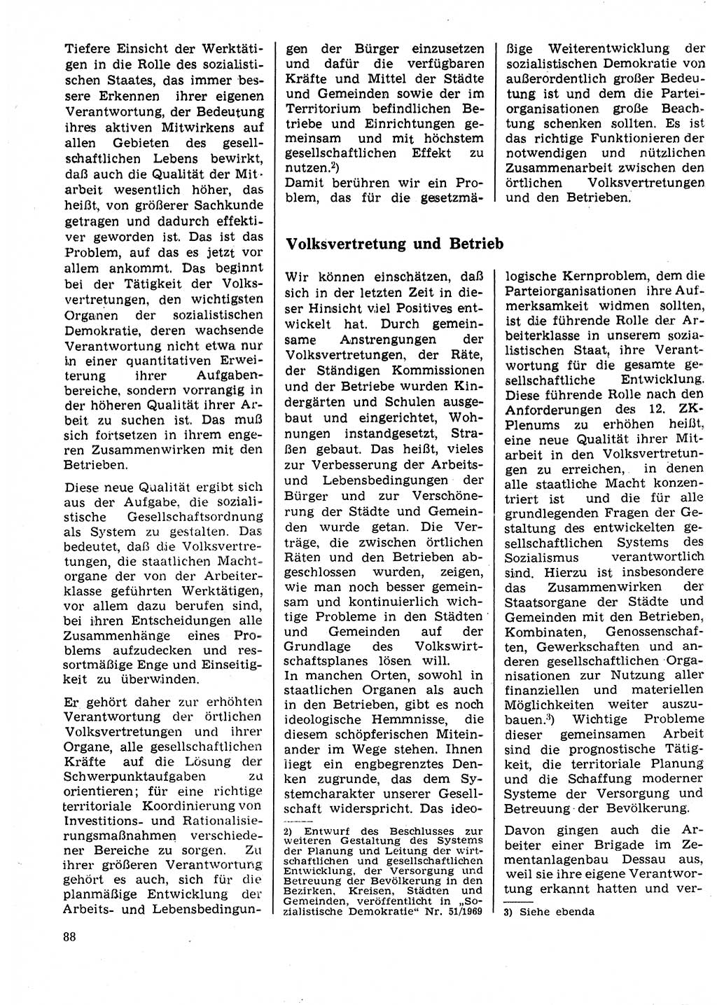Neuer Weg (NW), Organ des Zentralkomitees (ZK) der SED (Sozialistische Einheitspartei Deutschlands) für Fragen des Parteilebens, 25. Jahrgang [Deutsche Demokratische Republik (DDR)] 1970, Seite 88 (NW ZK SED DDR 1970, S. 88)