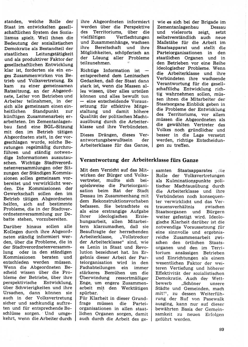 Neuer Weg (NW), Organ des Zentralkomitees (ZK) der SED (Sozialistische Einheitspartei Deutschlands) für Fragen des Parteilebens, 25. Jahrgang [Deutsche Demokratische Republik (DDR)] 1970, Seite 89 (NW ZK SED DDR 1970, S. 89)