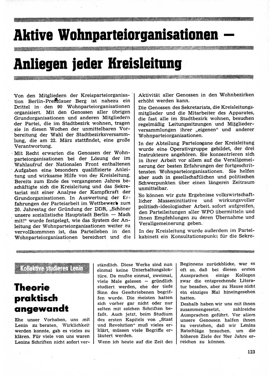 Neuer Weg (NW), Organ des Zentralkomitees (ZK) der SED (Sozialistische Einheitspartei Deutschlands) für Fragen des Parteilebens, 25. Jahrgang [Deutsche Demokratische Republik (DDR)] 1970, Seite 123 (NW ZK SED DDR 1970, S. 123)