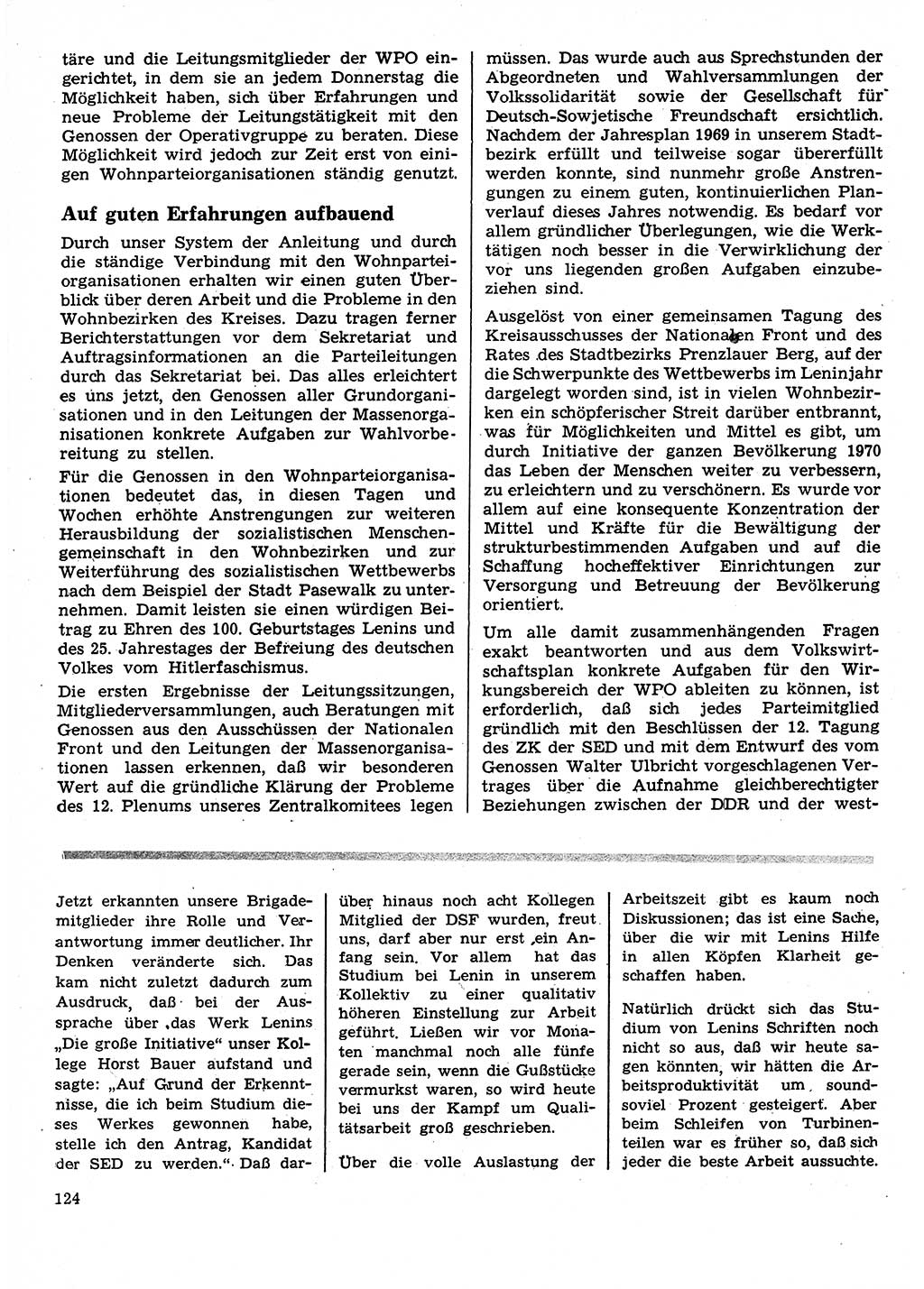 Neuer Weg (NW), Organ des Zentralkomitees (ZK) der SED (Sozialistische Einheitspartei Deutschlands) für Fragen des Parteilebens, 25. Jahrgang [Deutsche Demokratische Republik (DDR)] 1970, Seite 124 (NW ZK SED DDR 1970, S. 124)