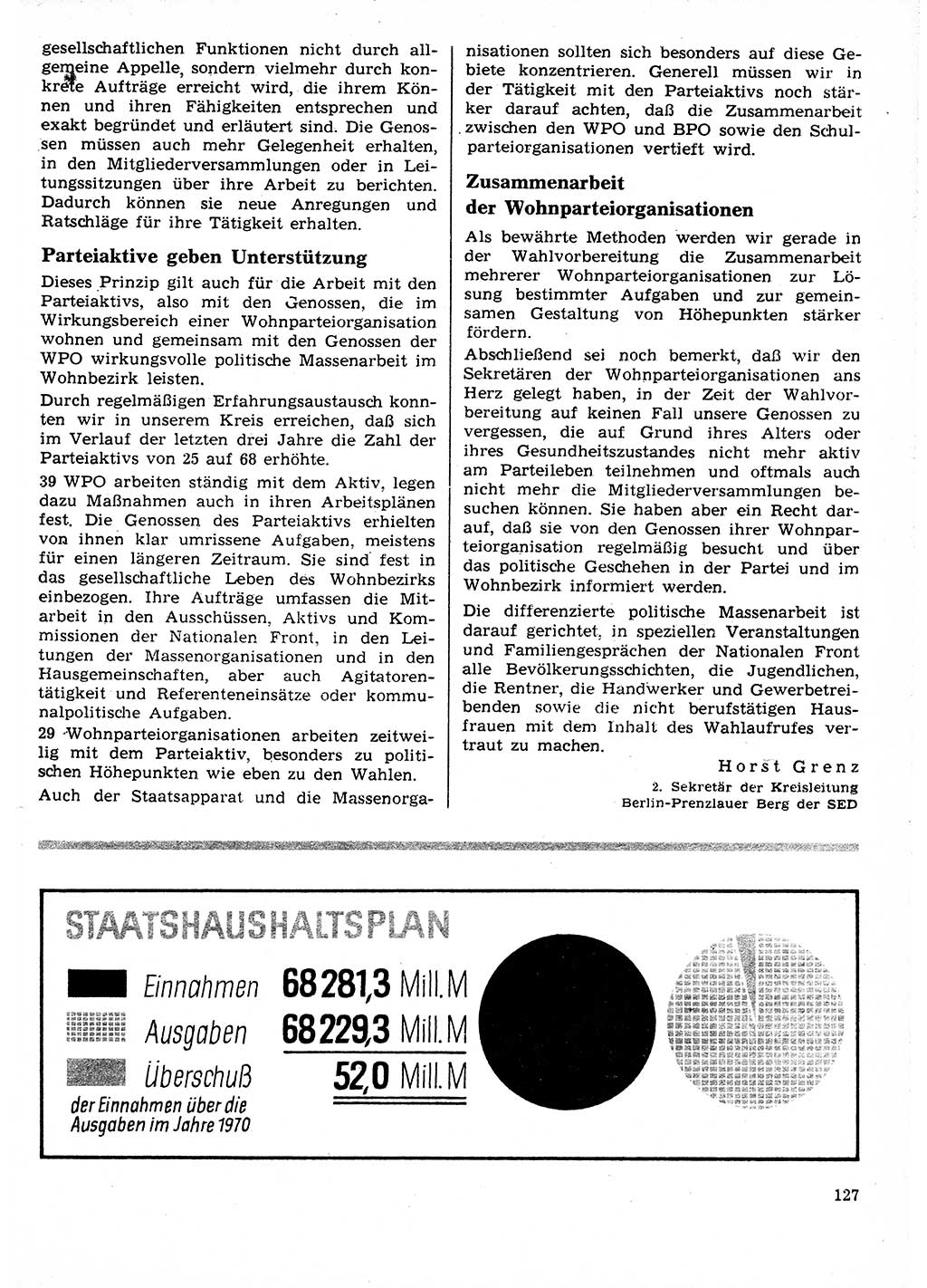 Neuer Weg (NW), Organ des Zentralkomitees (ZK) der SED (Sozialistische Einheitspartei Deutschlands) für Fragen des Parteilebens, 25. Jahrgang [Deutsche Demokratische Republik (DDR)] 1970, Seite 127 (NW ZK SED DDR 1970, S. 127)