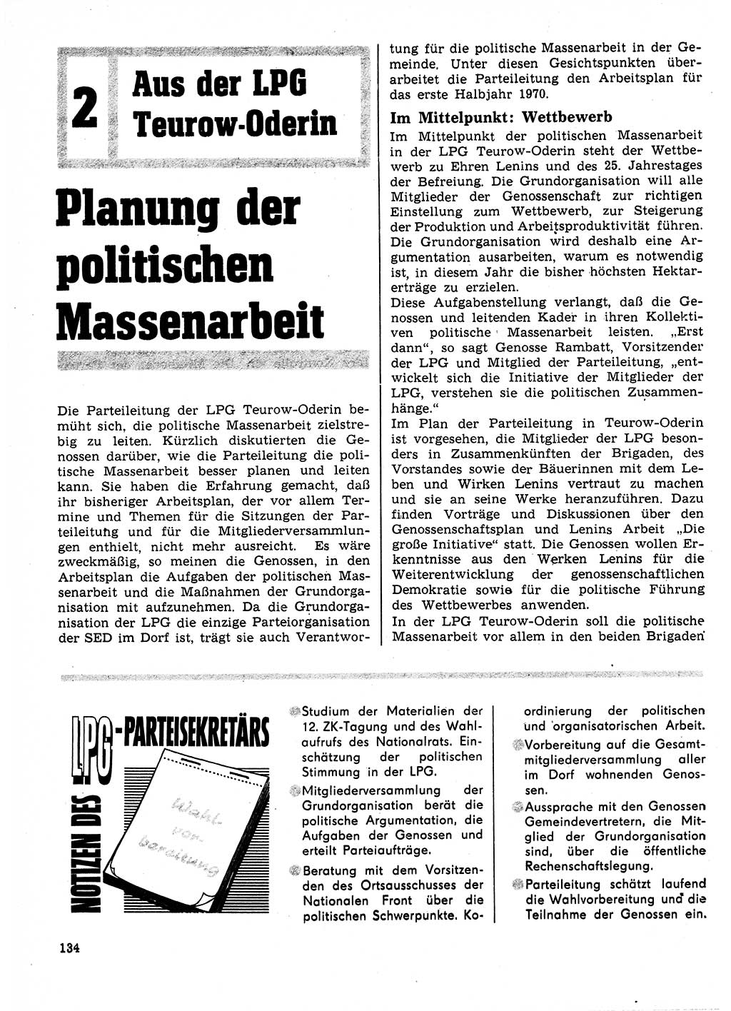 Neuer Weg (NW), Organ des Zentralkomitees (ZK) der SED (Sozialistische Einheitspartei Deutschlands) für Fragen des Parteilebens, 25. Jahrgang [Deutsche Demokratische Republik (DDR)] 1970, Seite 134 (NW ZK SED DDR 1970, S. 134)