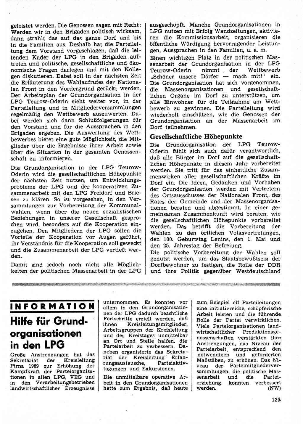 Neuer Weg (NW), Organ des Zentralkomitees (ZK) der SED (Sozialistische Einheitspartei Deutschlands) für Fragen des Parteilebens, 25. Jahrgang [Deutsche Demokratische Republik (DDR)] 1970, Seite 135 (NW ZK SED DDR 1970, S. 135)