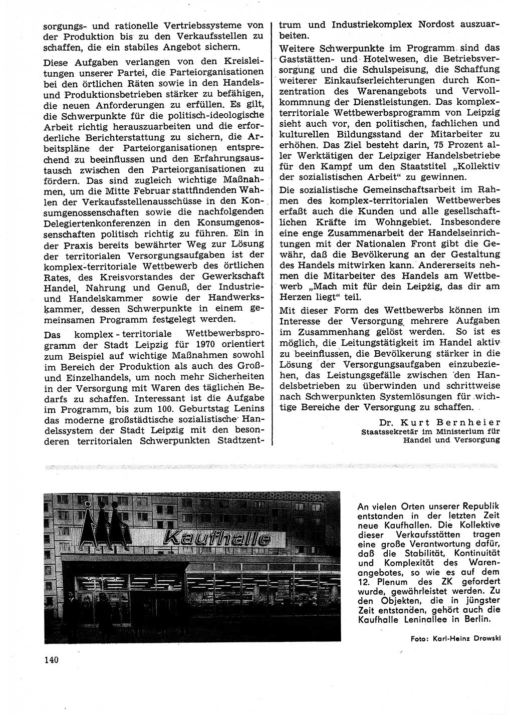 Neuer Weg (NW), Organ des Zentralkomitees (ZK) der SED (Sozialistische Einheitspartei Deutschlands) für Fragen des Parteilebens, 25. Jahrgang [Deutsche Demokratische Republik (DDR)] 1970, Seite 140 (NW ZK SED DDR 1970, S. 140)